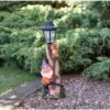 B&M Garden Gnome With Solar Lamp Post - Purple -B and M Shop 307140 gnome with solar lamp post 71