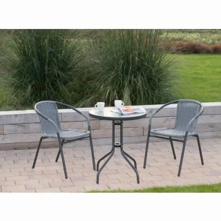 B&M Sorrento Rattan Effect Bistro Set 3pc 3 B&M Sorrento Rattan Effect Bistro Set 3pc