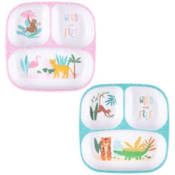 B&M Little Safari Small Kids Platter - Blue -B and M Shop 334212 334213 small kids platter group