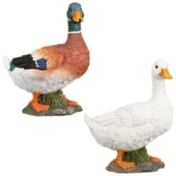 B&M Resin Duck Garden Ornament - White -B and M Shop 342055 resin duck ornament group