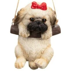 B&M Swinging Dog Garden Ornament - Shih Tzu 5 B&M Swinging Dog Garden Ornament - Shih Tzu -B and M Shop 342057 swinging dogs bow 2