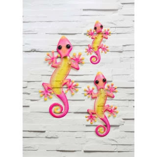 B&M Glass Gecko Wall Art 3pk - Pink 3 B&M Glass Gecko Wall Art 3pk - Pink
