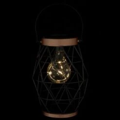 B&M Metal Hexagonal Solar Lantern - Copper -B and M Shop 353880 24cm metal hexagonal solar lantern copper trim