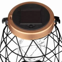 B&M Metal Hexagonal Solar Lantern - Copper -B and M Shop 353880 24cm metal hexagonal solar lantern copper trim 3