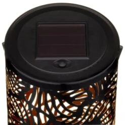 Tropical Cutout Solar Lantern - Black 6 Tropical Cutout Solar Lantern - Black -B and M Shop 353884 black tropical cut out lantern 3