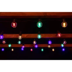 Solar Powered Bulb String Lights 50pk - Multicolour -B and M Shop 366397 50pk clear bulb string lights multi colour