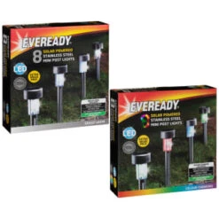 Eveready Solar Powered Post Lights 8pk - Colour Changing 7 Eveready Solar Powered Post Lights 8pk - Colour Changing -B and M Shop 366414 366416 8pk eveready soloar powered mini post lights main 1