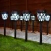 Solar Powered Windsor Black Post Lights - White 8pk -B and M Shop 366418 8pk windsor post lights white led