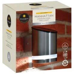 Manhattan Solar Powered Wall Light 7 Manhattan Solar Powered Wall Light -B and M Shop 366488 masoon and jones manhattan solar powered stainless steel wall light cool white led
