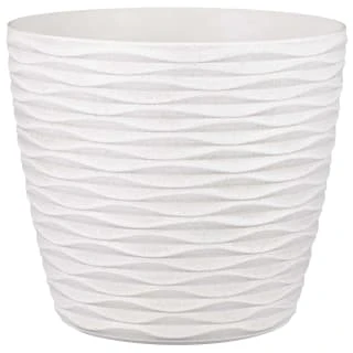 B&M Wave Effect Plastic Plant Pot - White 3 B&M Wave Effect Plastic Plant Pot - White