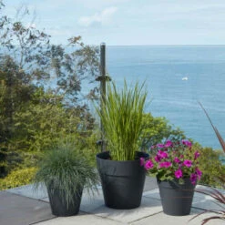 B&M Soho Pot Planter - Charcoal 28cm -B and M Shop 378389 385058 381595 soho planter charcoal 38cm 28cm 17cm 2