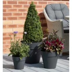 B&M Soho Pot Planter - Charcoal 28cm -B and M Shop 378389 385058 381595 soho planter charcoal 38cm 28cm 17cm 4