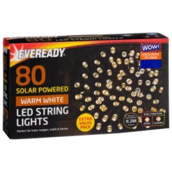 Eveready Solar Powered LED String Lights 80pk - Warm White -B and M Shop 379215 80pk eveready led string lights warm white 2