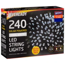 Eveready Solar Powered LED String Lights 240pk - Cool White -B and M Shop 379219 eveready 240 soloar powered led string lights