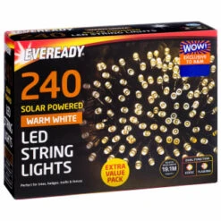 Eveready Solar Powered LED String Lights 240pk - Warm White -B and M Shop 379223 240pk eveready led string lights warm white 2