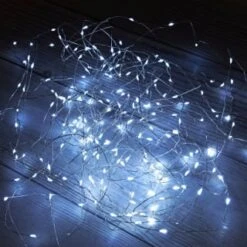 Solar Powered Micro LED Lights 200pk - Cool White -B and M Shop 379228 200 solar powered micro led string lights cool white 2