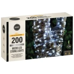 Solar Powered Micro LED Lights 200pk - Cool White -B and M Shop 379228 200 solar powered micro led string lights cool white 3