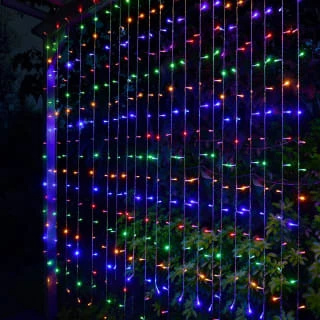 Solar Powered LED Curtain 180cm - 266 Multicolour Lights 3 Solar Powered LED Curtain 180cm - 266 Multicolour Lights