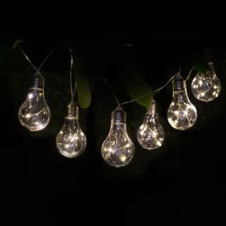 Solar Powered 12 Clear Light Bulb String LED Lights - Warm White 3 Solar Powered 12 Clear Light Bulb String LED Lights - Warm White