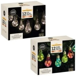 Solar Powered 12 Clear Light Bulb String LED Lights - Warm White 7 Solar Powered 12 Clear Light Bulb String LED Lights - Warm White -B and M Shop 379260 379261 12 solar powered light bulb string lights group