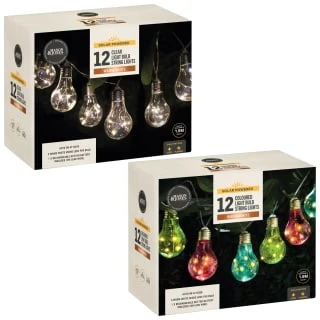 Solar Powered 12 Clear Light Bulb String LED Lights - Warm White 5 Solar Powered 12 Clear Light Bulb String LED Lights - Warm White - Image 3
