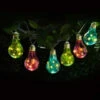Solar Powered 12 Coloured Light Bulb String LED Lights - Warm White -B and M Shop 379261 12pk mason and jones string lights coloured light buld warm white