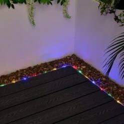 Solar Powered 10m Micro LED Rope Light - Multicolour -B and M Shop 379269 10m tube string light 100 multi colour leds 3