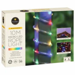 Solar Powered 10m Micro LED Rope Light - Multicolour -B and M Shop 379269 mason and jones 10m micro led rope lights multicolour 4