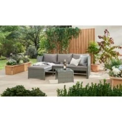 Sorrento Reversible Rattan Effect Corner Sofa Set 2pc -B and M Shop 379294 379446 sorrento reversible rattan corner set 2