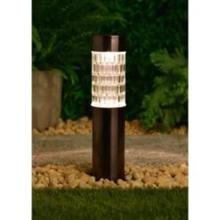 B&M Glass Top Solar Post Light -B and M Shop 379310 glass top solar post light black nickle 3