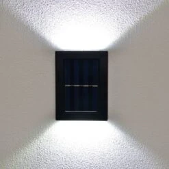 Solar Powered Up/Down Wall Light - White LED 4pk -B and M Shop 379453 4pk solar powered up down wall light cool white leds 3