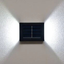 Solar Powered Up/Down Wall Light - White LED 4pk -B and M Shop 379453 4pk solar powered up down wall light cool white leds 4