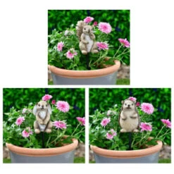 B&M Carved Wood Effect Garden Plant Pot Stick - Hedgehog -B and M Shop 379521 wood animal pot sticks group