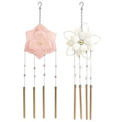 B&M Flower Windchime - Pink -B and M Shop 379613 boho garden flower tubular windchime group