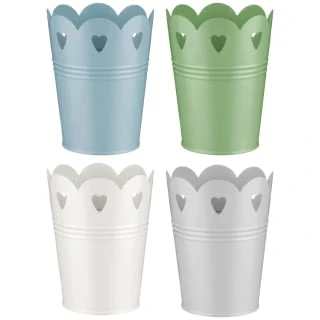 B&M Heart Tin Decorative Planter - Cream 4 B&M Heart Tin Decorative Planter - Cream - Image 2