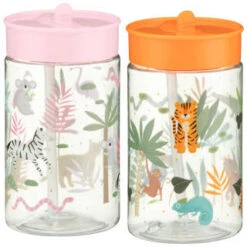 B&M Little Safari Kids Cup With Straw Lid - Orange 7 B&M Little Safari Kids Cup With Straw Lid - Orange -B and M Shop 381253 381254 kids print cup lid and straw group1 1