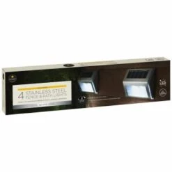 Solar Powered Stainless Steel Fence Lights 4pk -B and M Shop 382952 4pk mason and jones stainless steel fence and path lights 2
