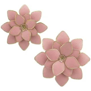 B&M Flower Wall Plaques 2pk - Pink 4 B&M Flower Wall Plaques 2pk - Pink - Image 2