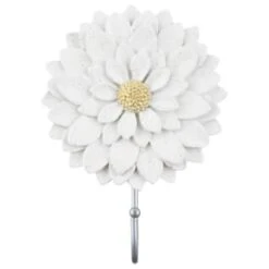 B&M Flower Wall Hook - Cream -B and M Shop 392759 flower wall hook white 2