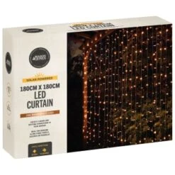 Solar Powered LED Curtain 180cm - 266 Warm White Lights -B and M Shop 392889 180cmx180cm solar powered led curtain 266 warm white leds