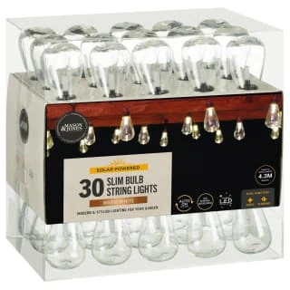 Solar Powered Slim Bulb String Lights 30pk - Warm White 4 Solar Powered Slim Bulb String Lights 30pk - Warm White - Image 2