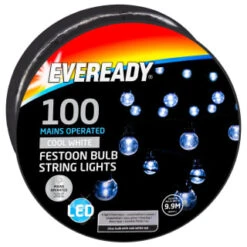 Eveready Mains Powered LED Festoon Bulb String Lights 100pk - Cool White 9 Eveready Mains Powered LED Festoon Bulb String Lights 100pk - Cool White -B and M Shop 392911 eveready 100 mains operated festoon bulb string lights1