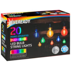 Eveready Mains Powered LED Bulb String Lights 20pk - Multicolour -B and M Shop 392913 eveready 20 mains operated multi colour bulb string lights 1