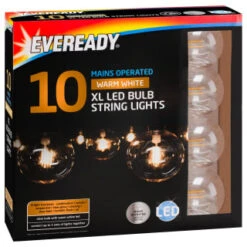 Eveready Mains Powered XL LED Bulb String Lights 10pk - Warm White -B and M Shop 392917 eveready 10 mains operated warm white xl led bulb string lights21