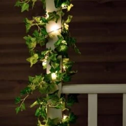 Solar Powered Artificial Ivy Garland 5m -B and M Shop 392926 5m ivy garland with 60 warm white solar leds 3
