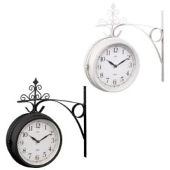 B&M Outdoor Dual Sided Station Clock - Cream -B and M Shop 392937 outdoor dual sided station clock group