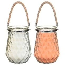 B&M Large Faceted Glass Candle With Rope Handle - Cream 9 B&M Large Faceted Glass Candle With Rope Handle - Cream -B and M Shop 392940 superbloom large faceted glass candle with rope handle group 2