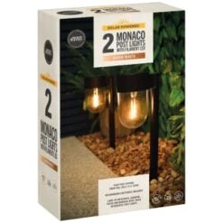 Monaco Solar Powered Post Lights 2pk -B and M Shop 392976 monaco solar powered post lights 3