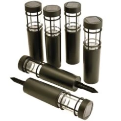 Cambridge Solar Powered Tube Post Lights 6pk -B and M Shop 392998 6pk cambridge solar powered tube post lights 2