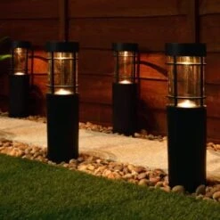 Cambridge Solar Powered Tube Post Lights 6pk -B and M Shop 392998 cambridge solar powered tube post lights 6pk 2